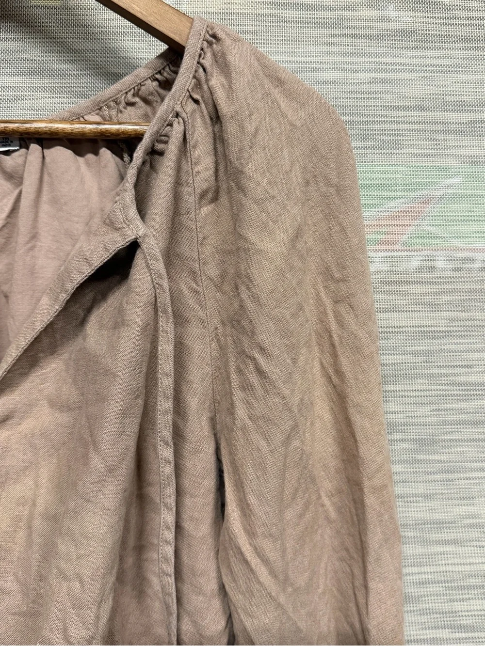 Abercrombie & Fitch Brown Linen Blend Bubble Hem Peasant Blouse Women’s M